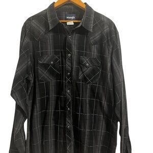 Wrangler Black Checkered Long Sleeve Shirt size XXL